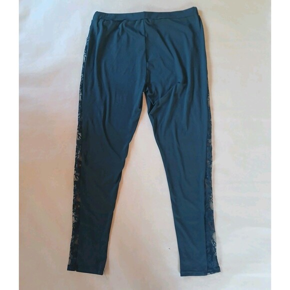 Stretchy Leggings With Floral Lace Side Cutouts Size 3XL Dark Romance - Picture 2 of 12